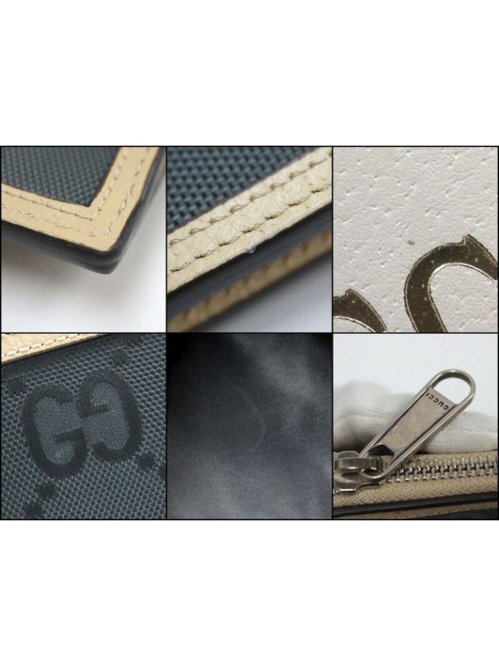 Gucci Off the Grid Clutch Nylon Leather Gray Ivory - Picture 5 of 5